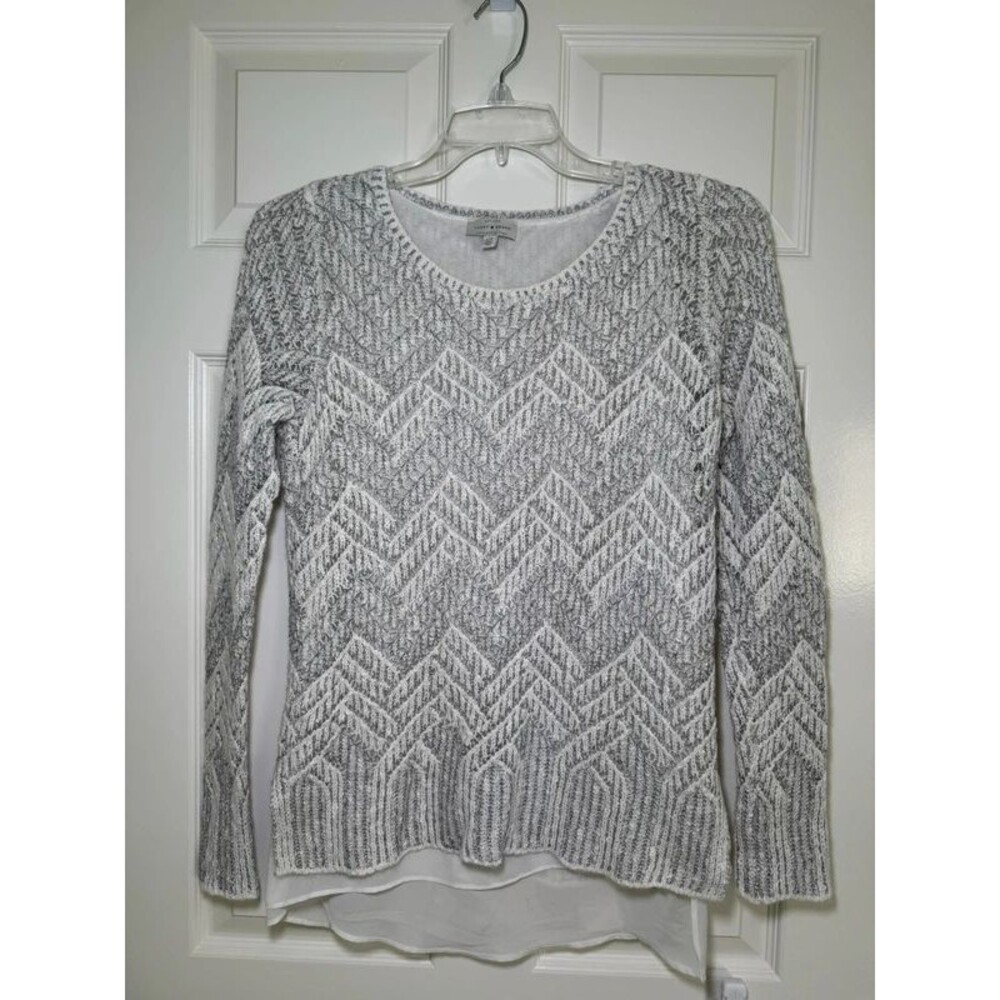Gorgeous Lucky Brand knit sweater with built in cami sparkle lace knit crochet
